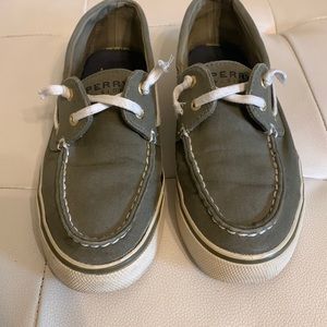 Olive Sperry Slip Ons